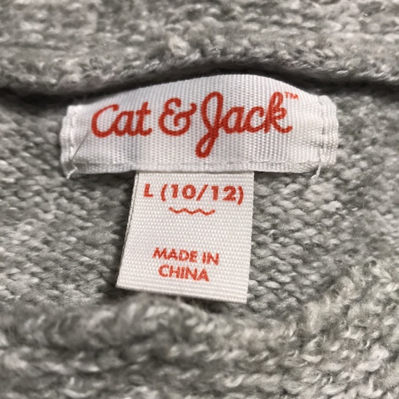 Cat & Jack Heather Gray Fur Cuff Pullover Sweater Girls Large (10-12) Holiday - Picture 7 of 9